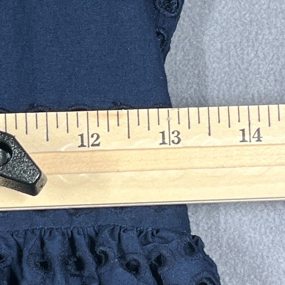 J.Crew Eyelet Fit & Flare Dress Navy Cotton Size 2 Spaghetti‎ Strap Lined - Picture 10 of 10
